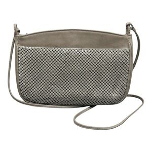 Vintage Whiting and Davis Tan Metal Mesh & Leather Purse Bag Handbag